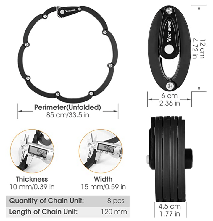 Foldable Combination Chain Lock